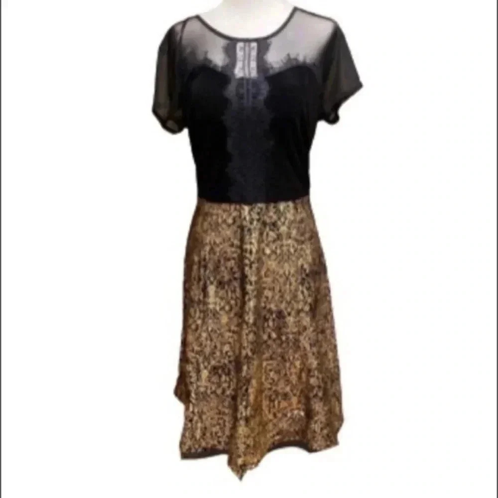 NY collection black and gold dress Medium